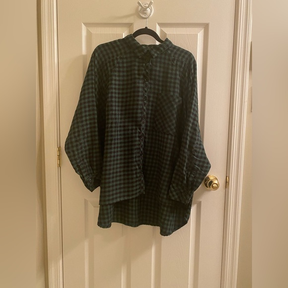 BDG oversized boyfriend flannel in black & green check - Picture 9 of 9